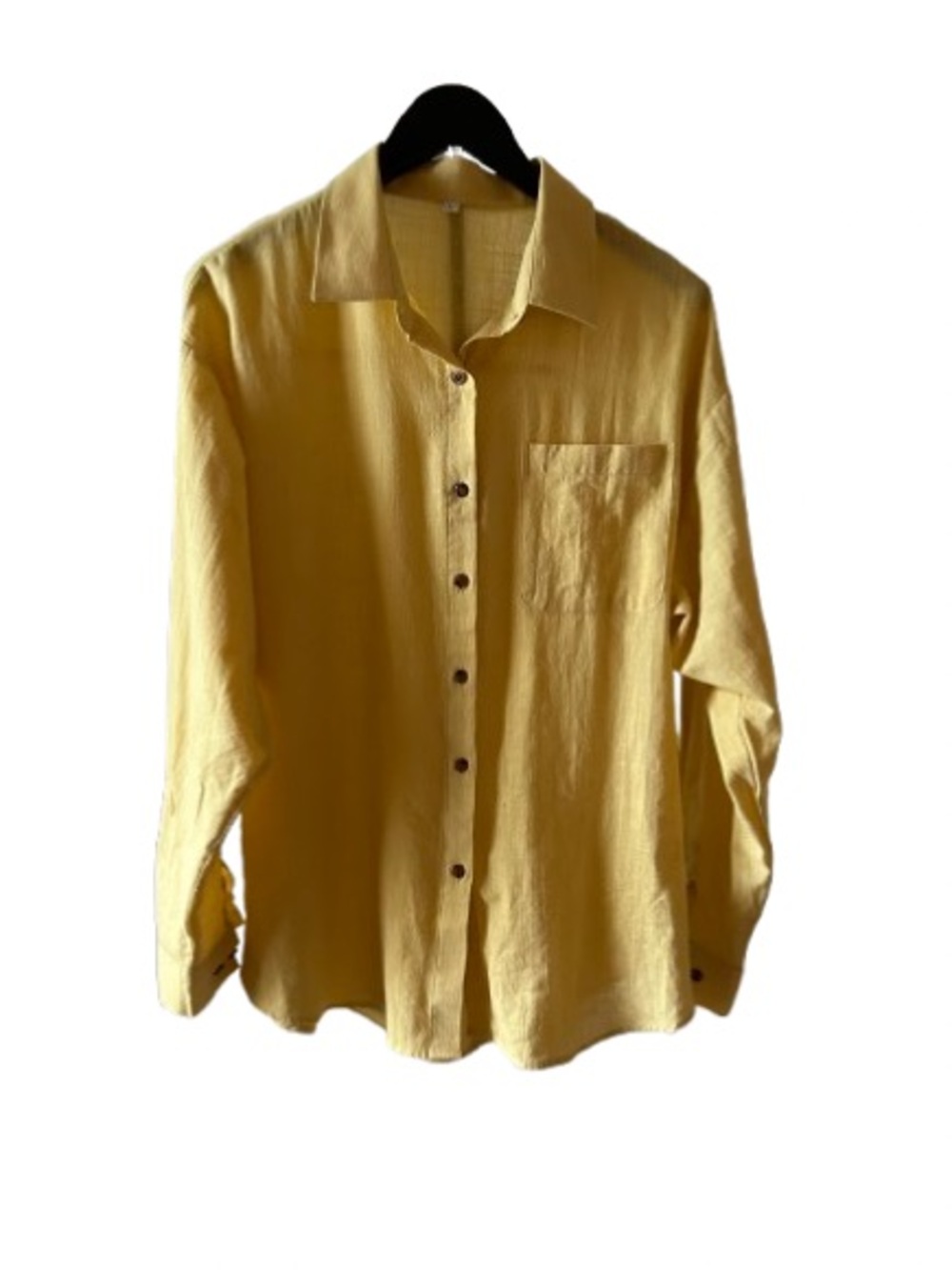 Mustard Oversized L Button Down Shirt